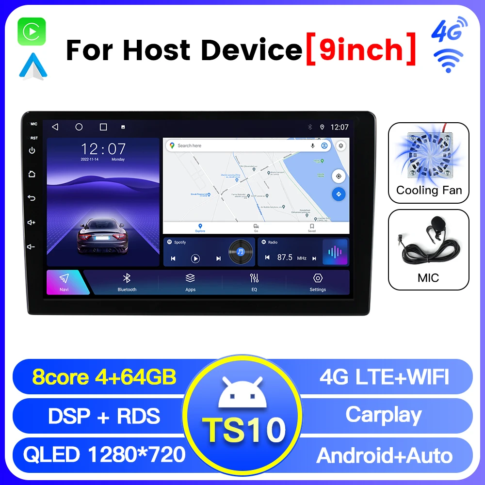 8+128G TS10 TS18 Carplay Android 7 9 10 Car Multimedia Video