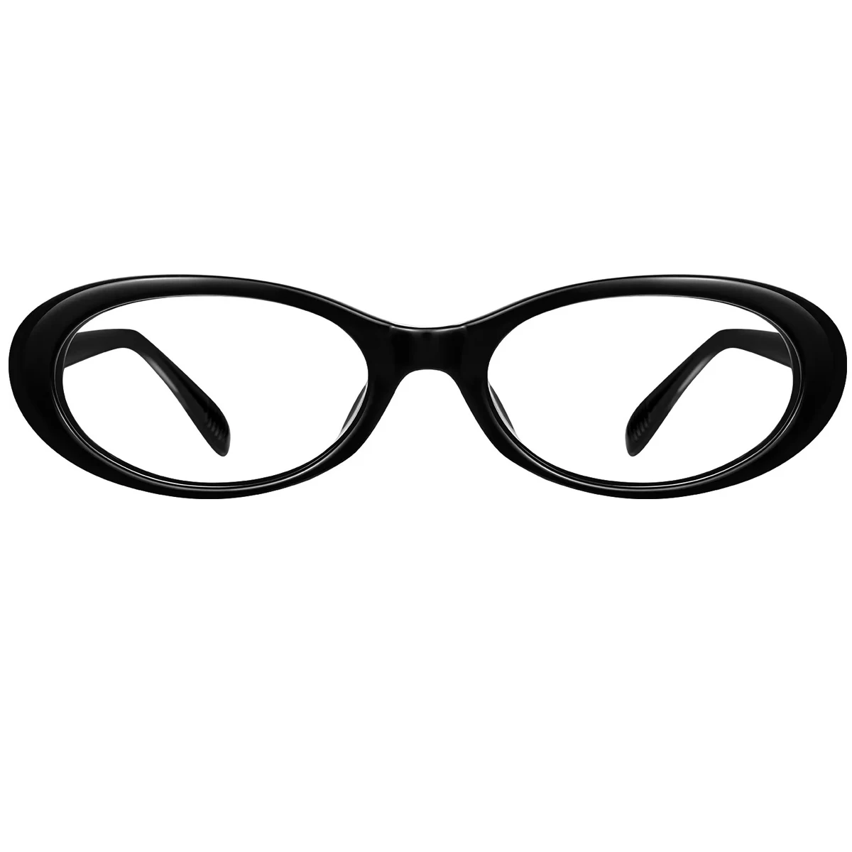 FYTOO Women's Bright Black Oval Retro Acetate Glasses Classic Versatile, Faux Pearl Accents Gentle Temperament, Fits Daily Wear.