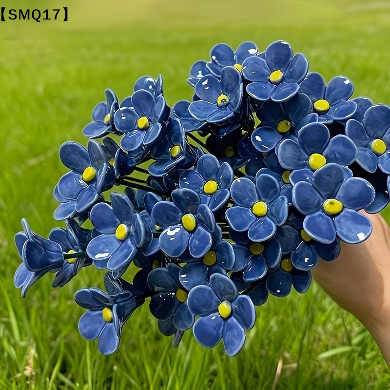 6/8/10pcs Handcrafted Ceramic Forget Never Fades  Ceramic Flowers Home Ornament Indoor And Outdoor Home Decor【SMQ】