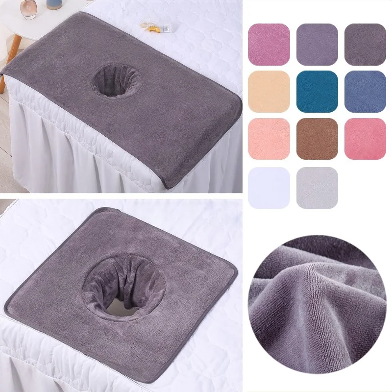 1PC Professional SPA Massage Table Face Towel with Hole 40x80cm Superfine Fiber Thickened Planking Bed Cover for Beauty Salon