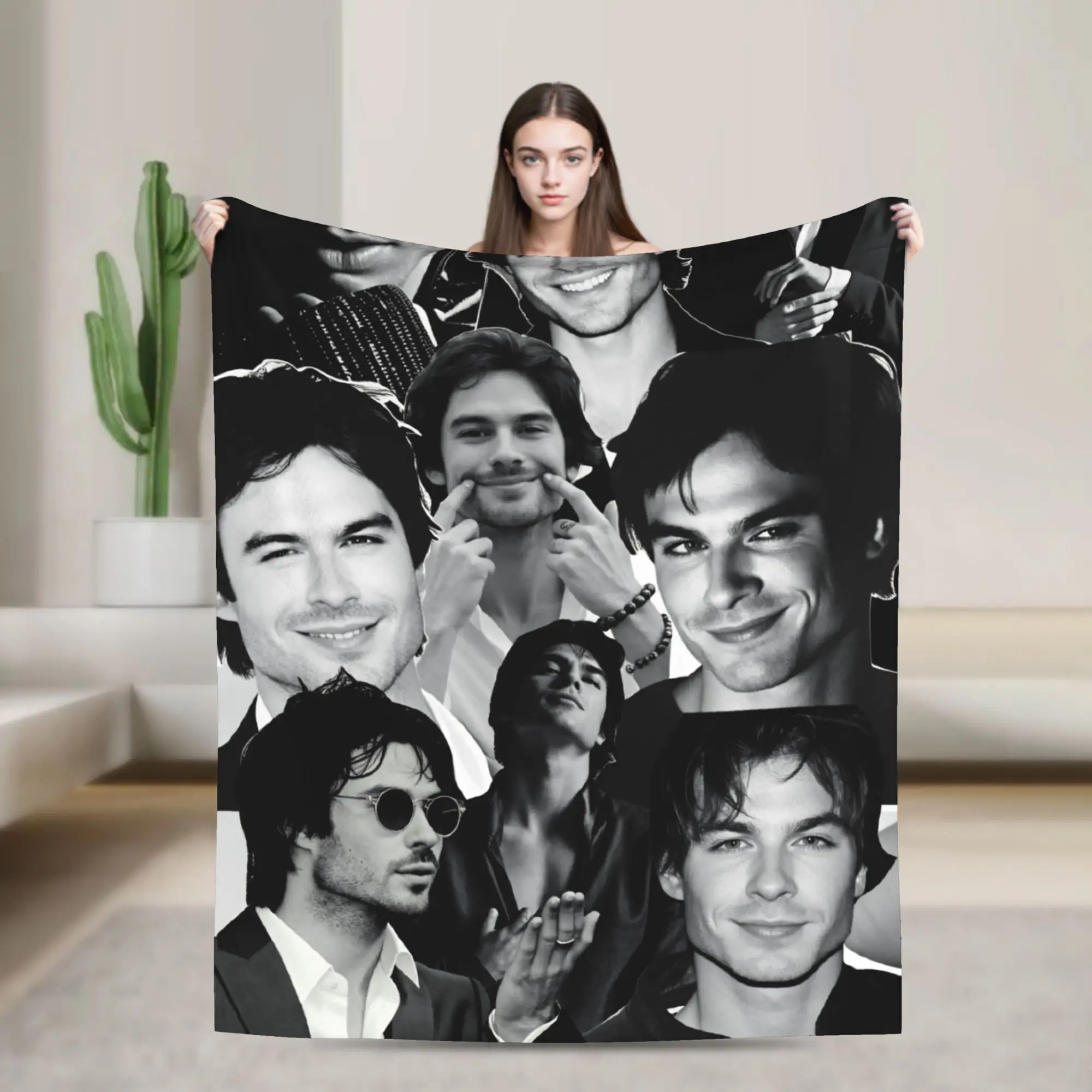 The Vampire Diaries Damon salvatore Blanket  Super Warm Plush Bedding Throws For Home Decor Travel Office Flannel Bedspread Bed