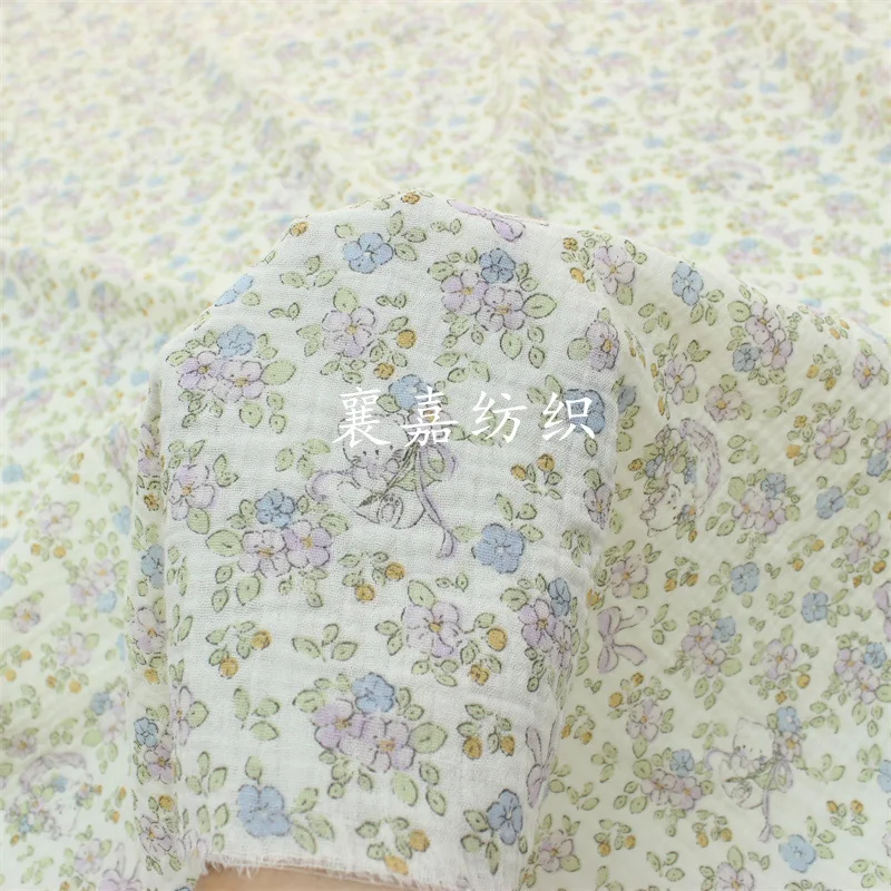 

Double Gauze Crepe, Cartoon Bear, Baby Clothing, Pajamas, Blanket Bib Fabric Sewing Fabric Material for Clothes 12X1.35M