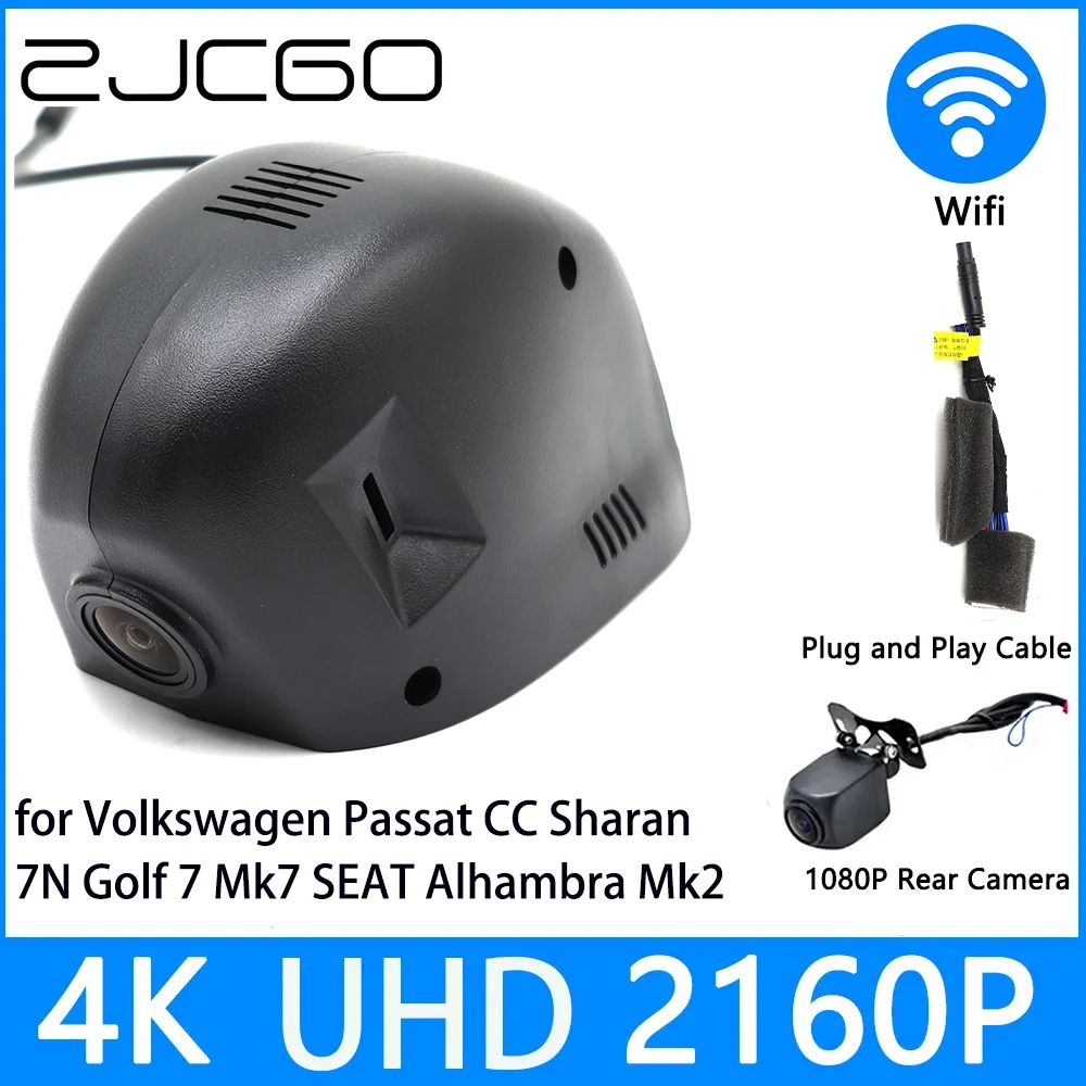 ZJCGO Dash Cam 4K UHD 2160P Car Video Recorder DVR Night Vision for Volkswagen Passat CC Sharan 7N Golf 7 Mk7 SEAT Alhambra Mk2