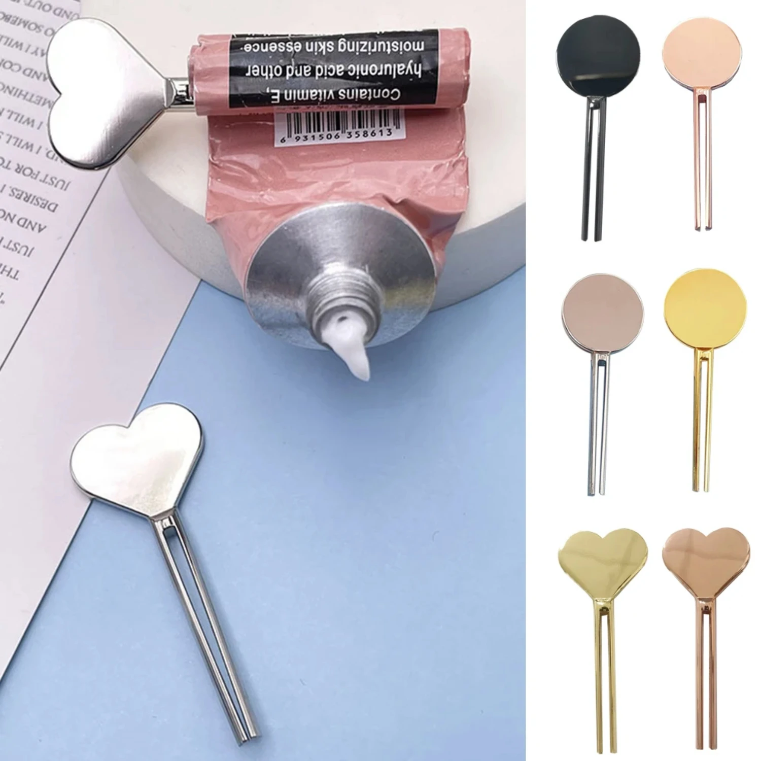 Toothpaste Squeezer Bathroom Accessories Lazy People Tube Squeezer Key Roller Set Heart Circle Shaped Hand Cream Tube Dispenser