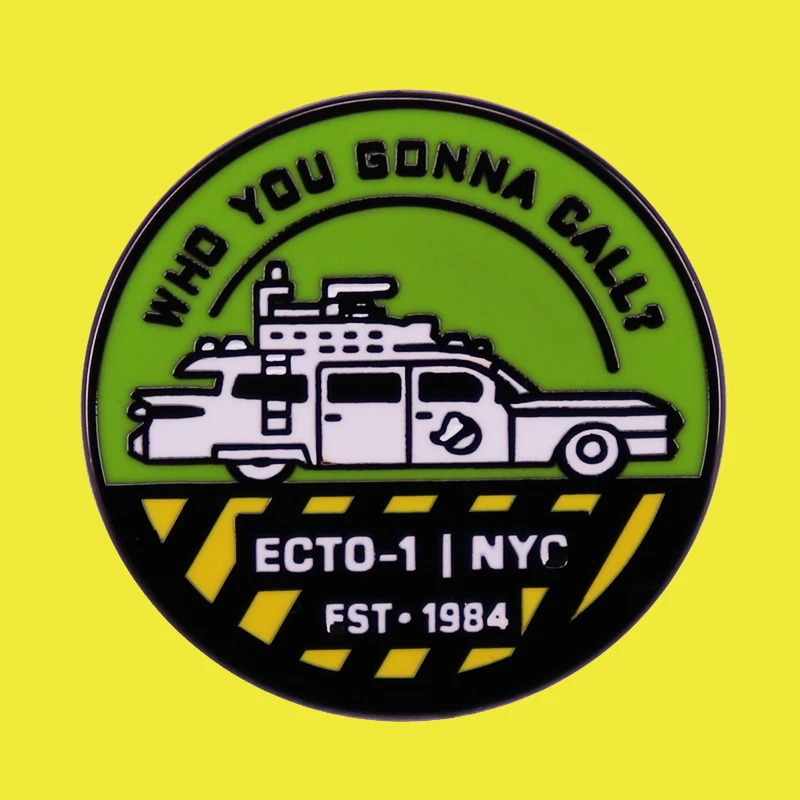 Ghostbusters Ecto-1 Who You Gonna Call Enamel Brooch Pin Jacket Lapel Metal Pins Brooches Badges Exquisite Jewelry Accessories