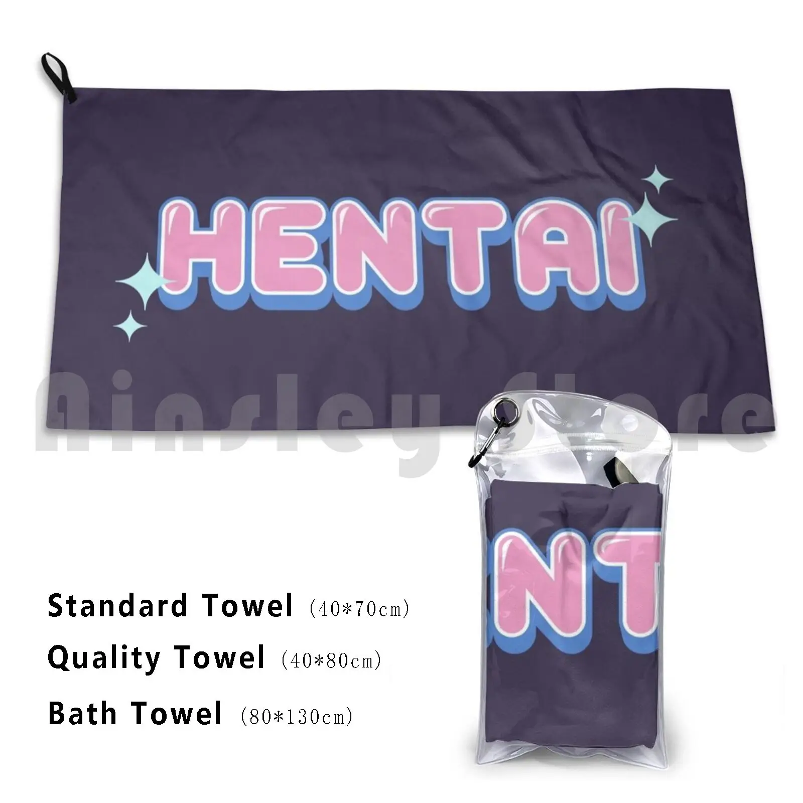 Hentai Beach Towel Quick Dry Quality Towel Hentai Manga Anime Funny Parody Colors Pink Kawaii Cute Adorable Blue White