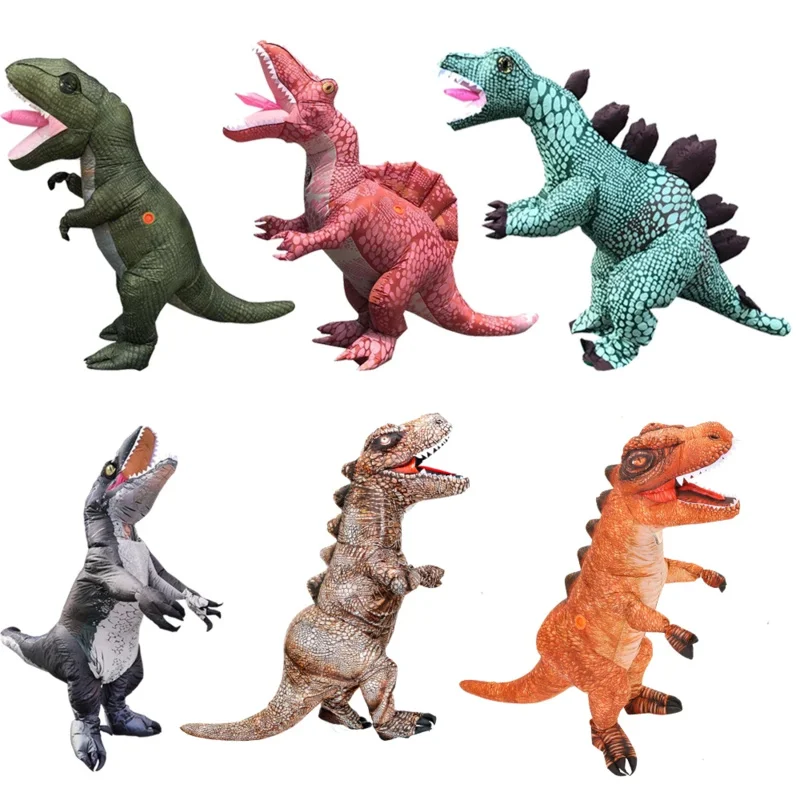 Aufblasbares Kostüm für erwachsene Dinosaurier Halloween Cosplay Anime Karneval Disfraz Drachen Velociraptor Blow Up Kleid