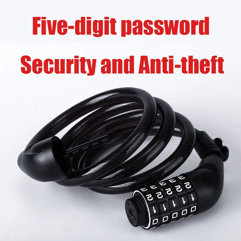 Bicycle Accessories 5 Digit Code Cable Lock 120cm Anti-theft Bike Password Lock Bike Security Steel Cable Cycling Lock Bike Part