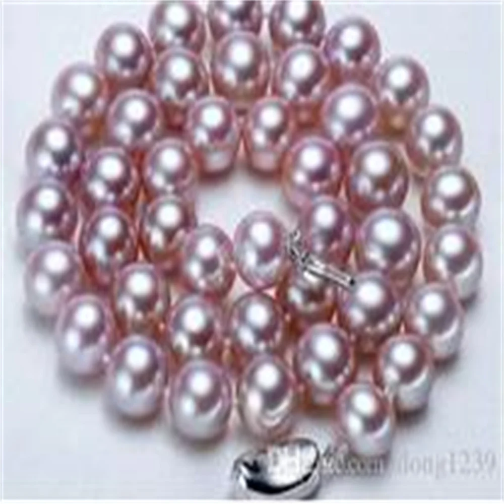 Envío Gratis bonito 10-11mm perla lavanda collar 18 pulgadas 925 s