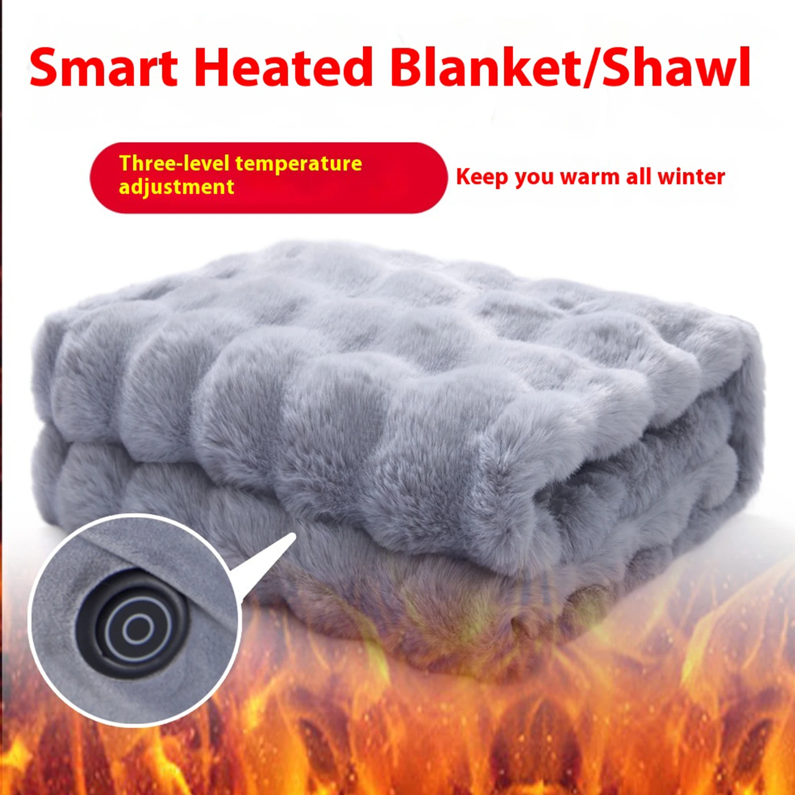 Couverture chauffante électrique USB, 3 niveaux de chauffage, couverture électrique portable, châle enveloppant, couverture thermique Double face pour le Camping à domicile
