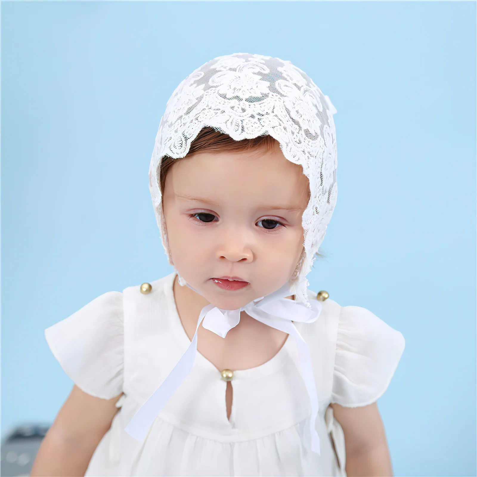 

1Pcs Baby Lace Cap Cotton White Adjustable Lace Girls Hat Breathable Photo Prop Toddler Infant Gift Hat for Baby