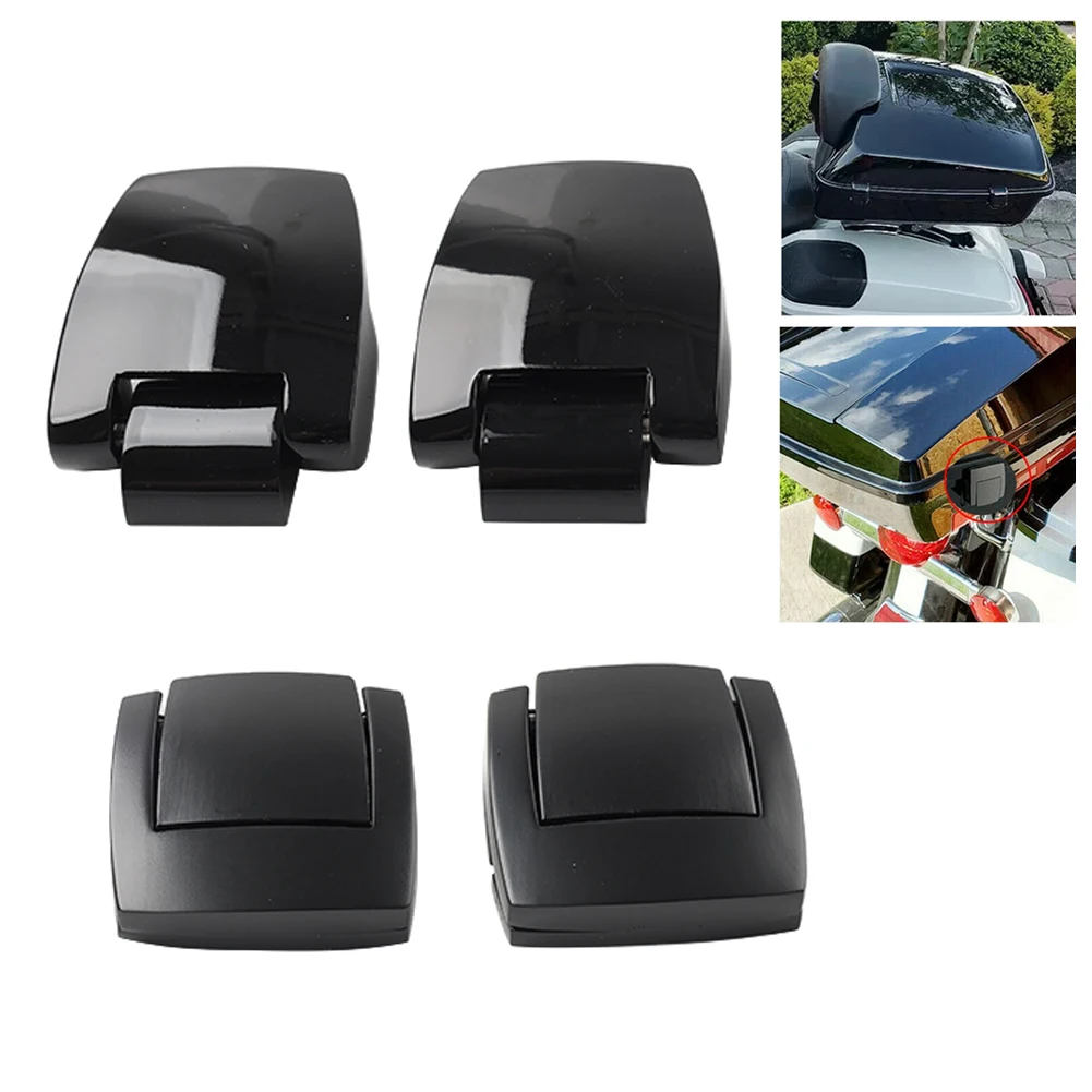 4Pcs Motorcycle Tour Trunk Latch Hinges For Harley Davidson Road King Electra Glide FLHTC FLHT 1988-2013 Aluminum Glossy Black