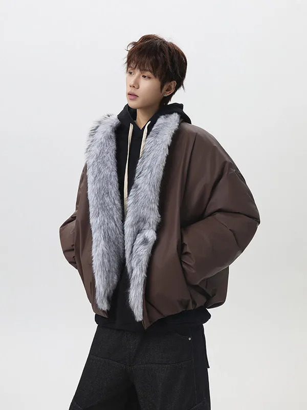 

Мужская утепленная хлопковая куртка-парка TANGZ Studio свободного кроя с большим меховым воротником, теплая, молодежная, повседневная, с длинными рукавами