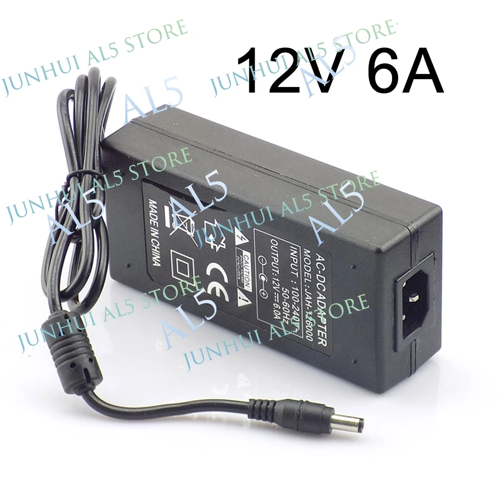 1/2/5pcs US EU Plug AC DC LED Power Adapter 240V 12V 6A Supply Charger Driver Adaptor for CCTV Camera LED Light Strip 5.5*2.1mm