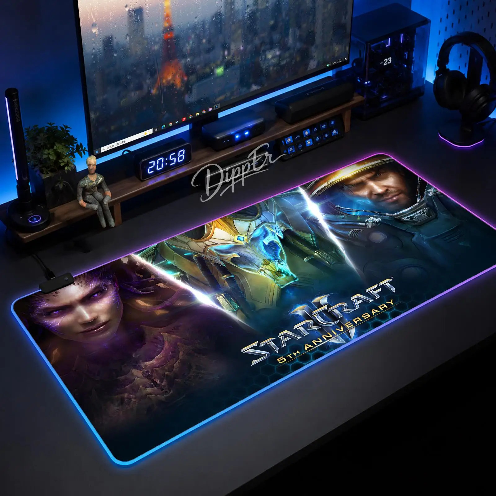 

A-Starcraft Mouse Pad Large Size LED Glowing Table Pad XXL Gaming Non-slip Rubber Mat With Backlight