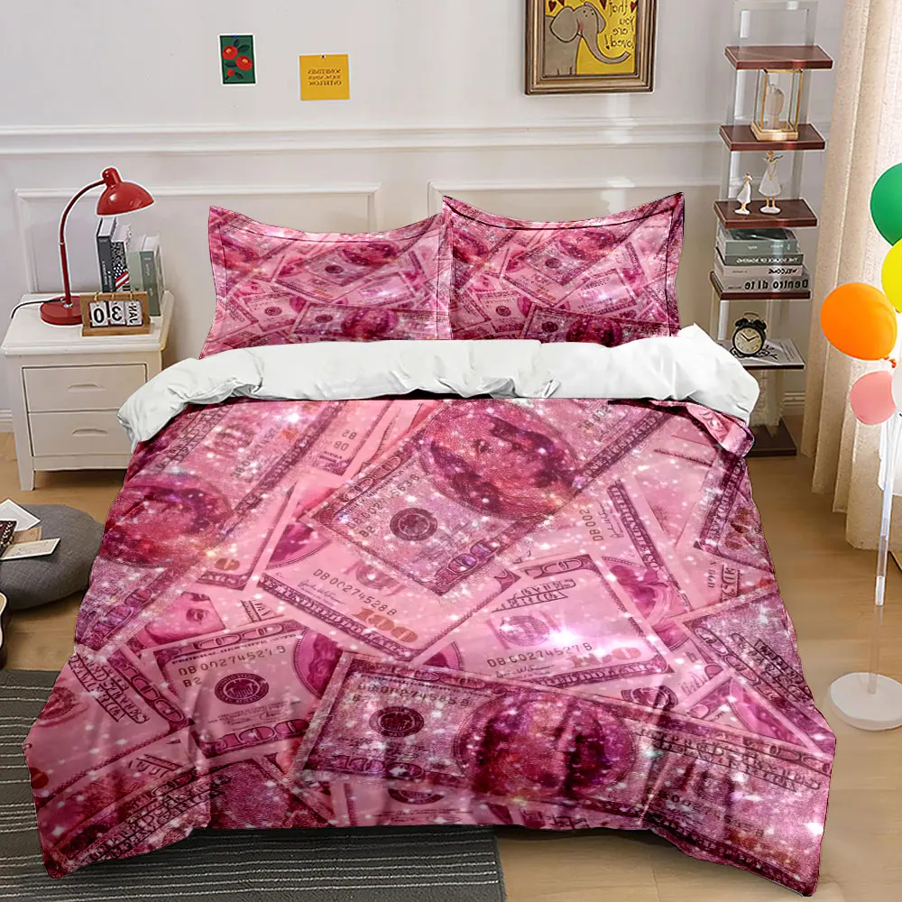Sparkling Money Print Set Decor Multiple sizes kid's and adults' bedroom Exquisite 3PC bedding set, gift