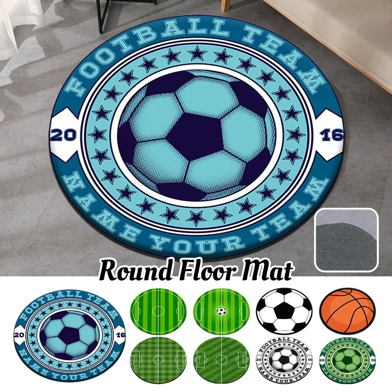 60x60cm 80x80cm Football Basketball Print Round Diatom Mud Floor Mat Quick Dry Non Slip Bath Rug Soft Area Rug Home Decoration
