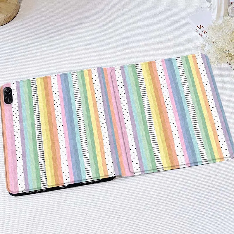 Colorful striped pattern Tablet Case For Huawei MatePad M5 T5 SE 11 Pro Honor Tab 5 V7 V8 X9 GT 10.1 10.8 Inch