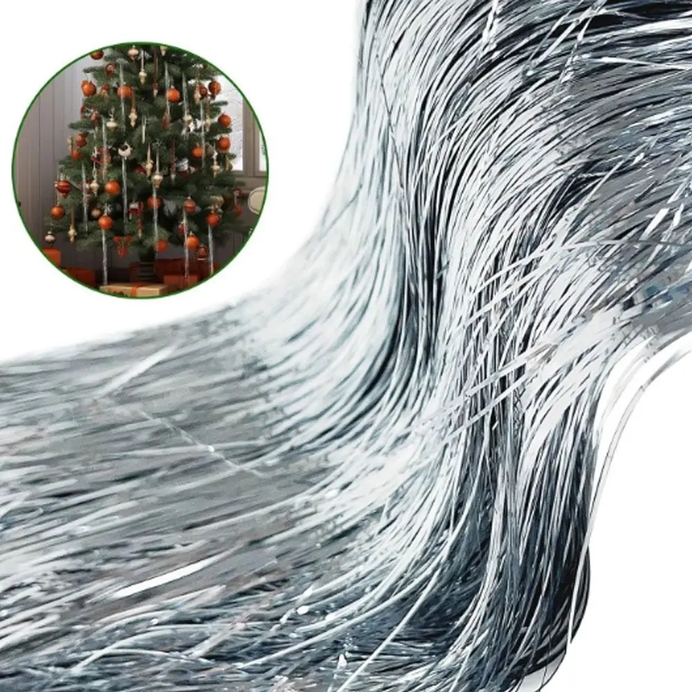 قابلة لإعادة الاستخدام شجرة عيد الميلاد سلك معدني المهرجانات ديكور فضي اللون بهرج جليد السواحل المبهر الذهب اللون بهرج احباط هامش