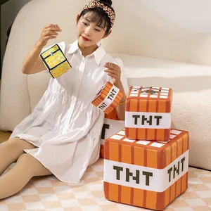 MineCraftion TNT الشكل أفخم دمية نموذج اللعب MineCraftion الكرتون مربع وسادة دمية ستيف أليكس تي إن تي نموذج للهدايا أفضل 10 هدايا تذكارية مبيعا من Minecraft - رقم 10