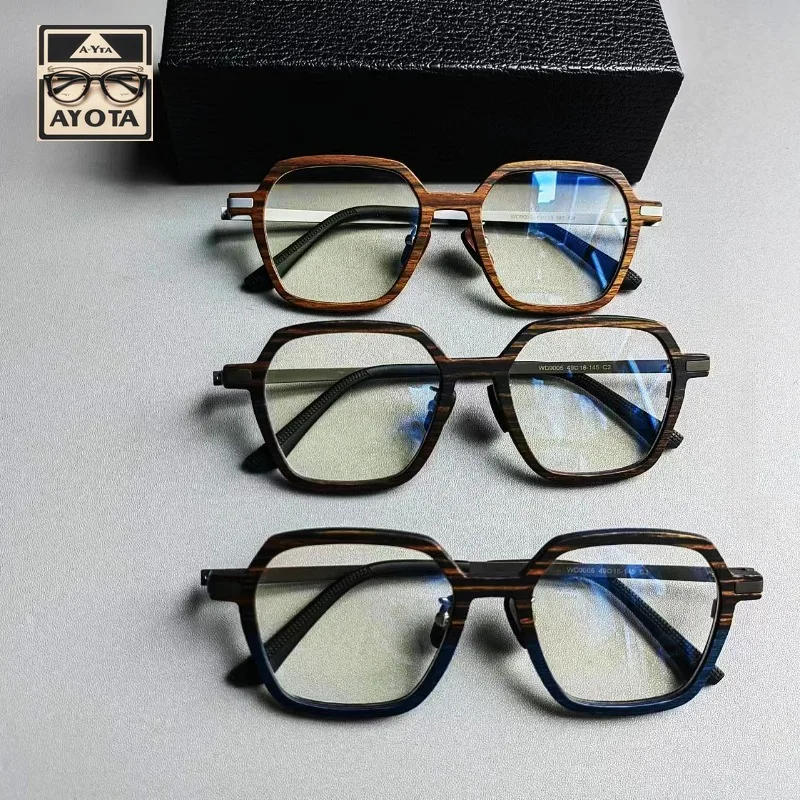 Vintage Wooden Glasses Frame Men's Pure Natural Rare Sandalwood Made Polygon Optical Reading Prescription Glasses for Women 9005