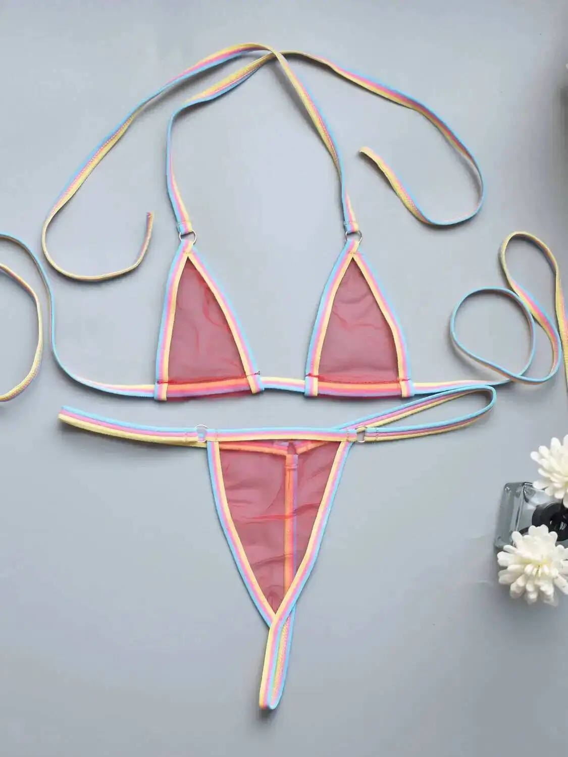 Minimalist And Ultra Mini Bikini Girl Thong Sexy Swimsuit And Charming High Three-point Style Couple Bed Game Bikinis Women HLL7