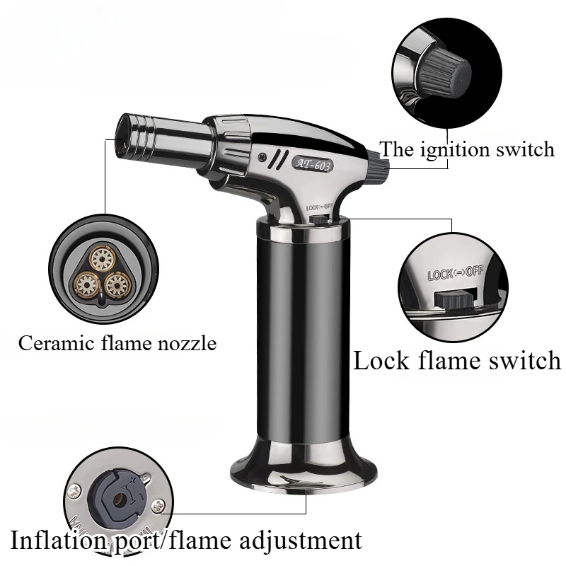 Portable Metal Flame Spray Gun Barbecue Heating Ignition Grill Kitchen Adjustable Cooking Outdoor Windproof Torch Lighter