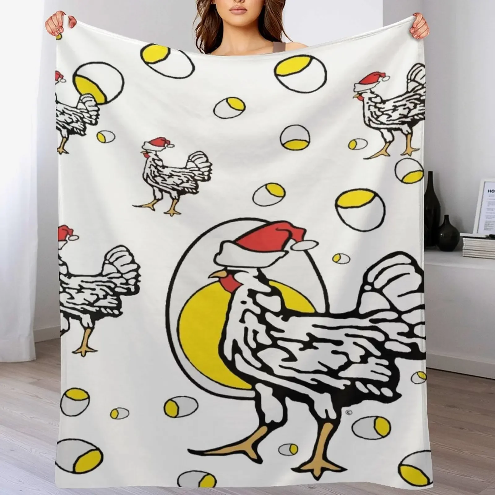 Roseanne Inspired Chicken Shirt Christmas Santa Hat Holiday Original Parody Design Throw Blanket Luxury Custom Blankets