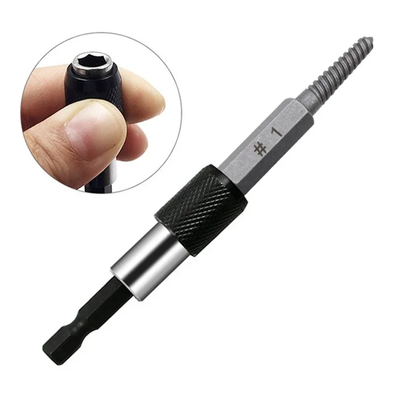 5Pcs Electric Hexagonal Shank Broken Head Screw Extractor Tool +60mm Hexagonal Shank Quick Release Self-locking Extension Rod