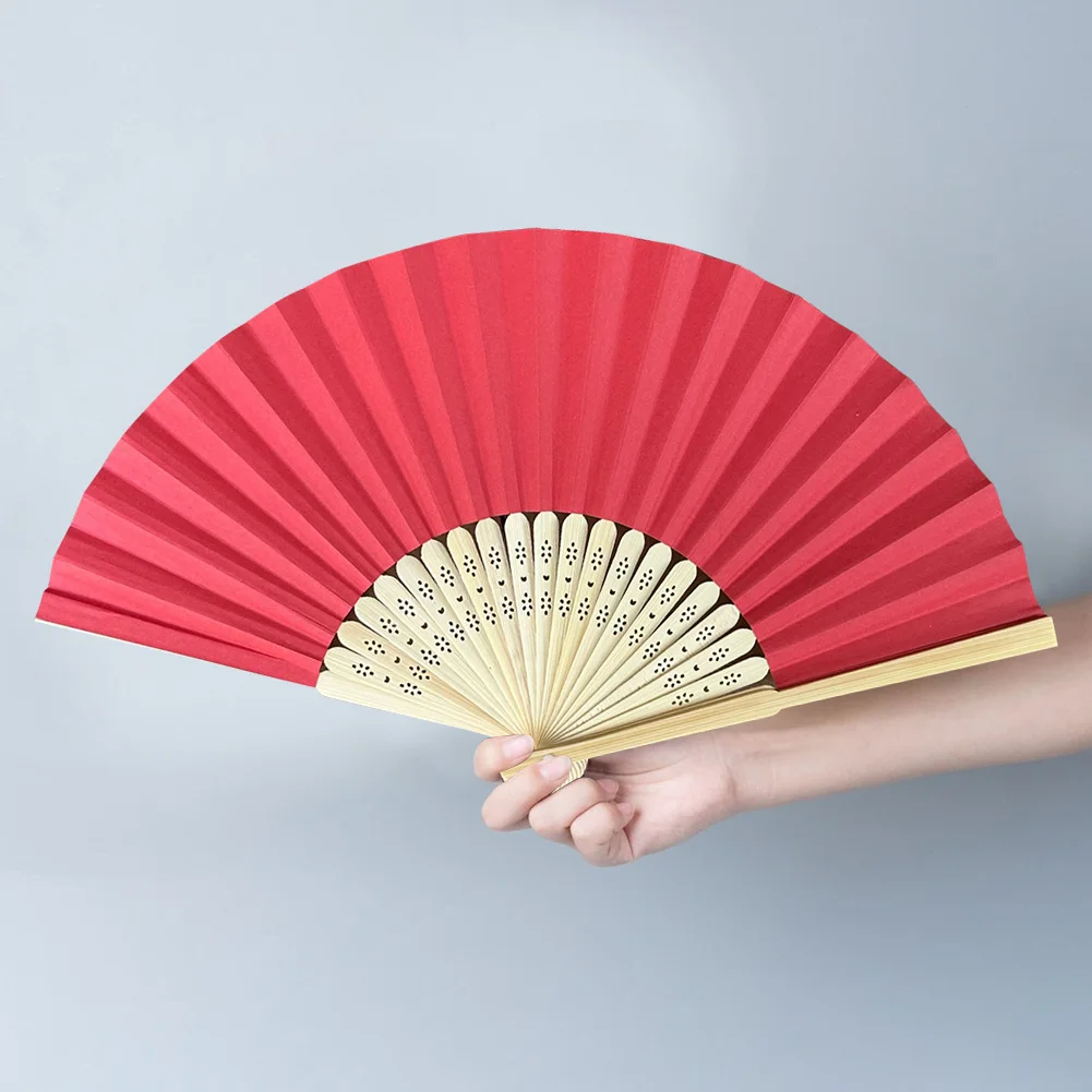 Hand Fan Bamboo Paper Fan Pocket Folding Fan Solid Color Foldable Fans DIY Guest Gift for Wedding Birthday Party