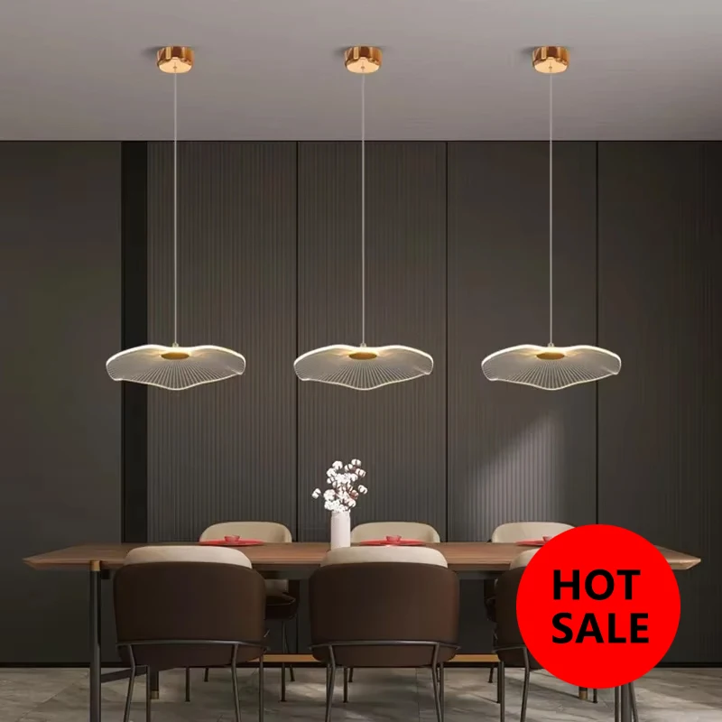 Creative Acrylic Lotus Leaf Small Pendant Lamp for Bedside Art, Modern and Simple Bedroom Single Head Pendant Lamp LED Lamp