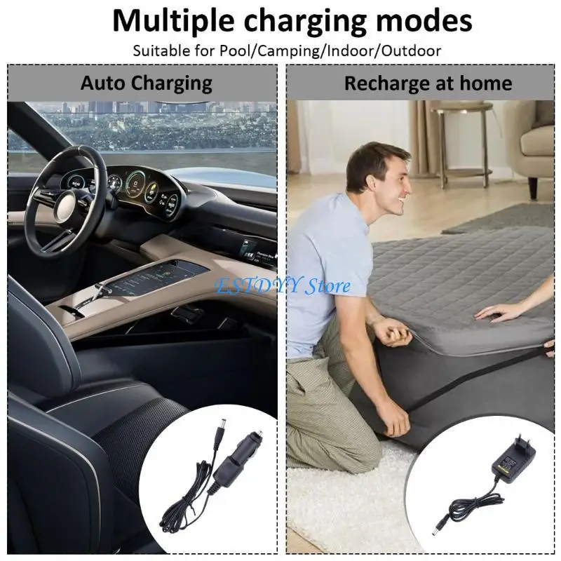 

G6DE Quickly Electric Airs Mattress Portable Quickly Fill Inflators Deflator Airs with 3 Nozzles Fast Inflation