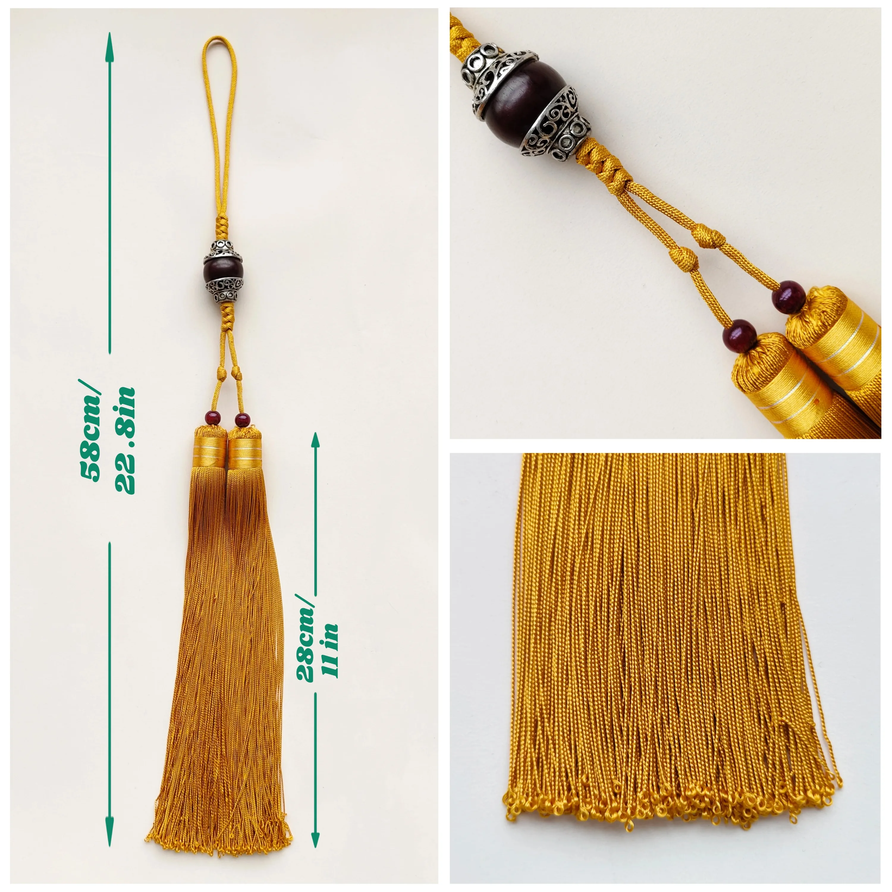 Martial Arts Taiji Sword Tassel Brown Tai Chi Sword Accessories Kung Fu Ear Hanging Ribbon Chinese Knot Short Middle Long