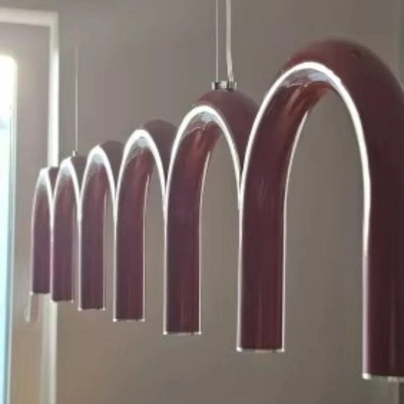 Schwarz-Orange LED U-förmige Metall-Pendelleuchte für Wohnzimmer, Esszimmer, Innenbereich, Hängende Dekorative Leuchten