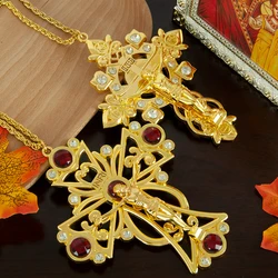 New Eastern Orthodox Cross Pendant Jesus Alloy Statue Portable Religious Prayer Item for Daily Use Gift to Priest