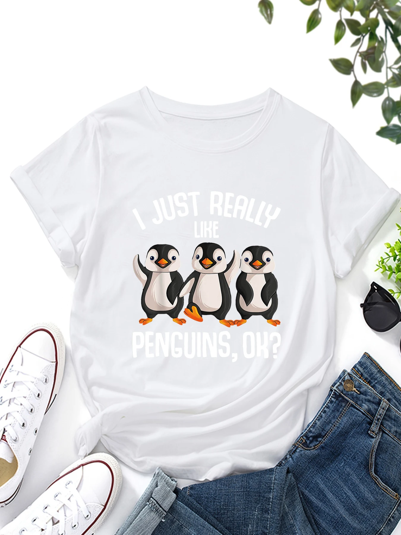 New Print Fashion Women T-Shirt Penguin Lover T-Shirt Female Short Sleeve O-neck T-Shirt Funny Cartoon Graphic Tshirt Streetwear