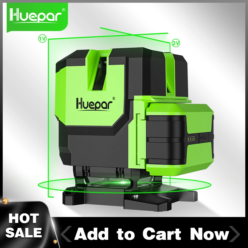 

Huepar Multi-Lines Plumb Dot Self-leveling Green Laser Level 360° coverage Horizontal & 2 Vertical Lines with a Li-ion Battery