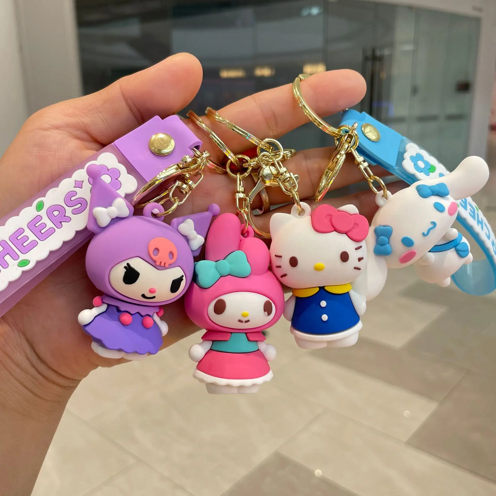 

Kawaii Sanrio Keychain Anime Figures Cinnamoroll Hello Kitty Kuromi My Melody 산리오 Cartoon Cute Car Key Pendant Girl Toys Gift