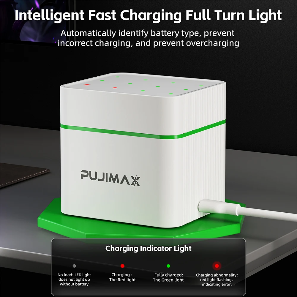 PUJIMAX 1,2V AA Wiederaufladbare Batterien 2700mAh Ni-NH Akku für Taschenlampen Spielzeug Uhren 12/8/4 Steckplätze 1,2V Ni-MH/Ni-Cd Ladegerät