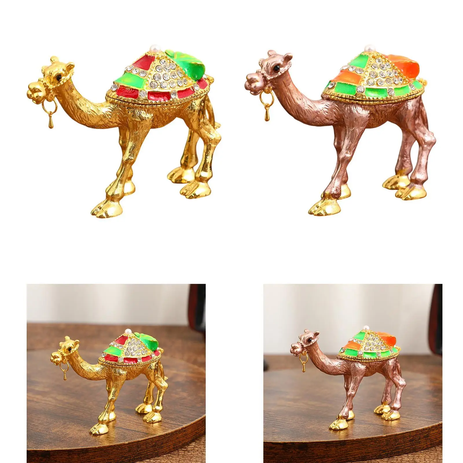

Шкатулка для драгоценностей с фигуркой верблюда и стразами, подвески из сплава, держатель для подвесок, скульптура, креативная шкатулка для безделушек для настольного домашнего декора