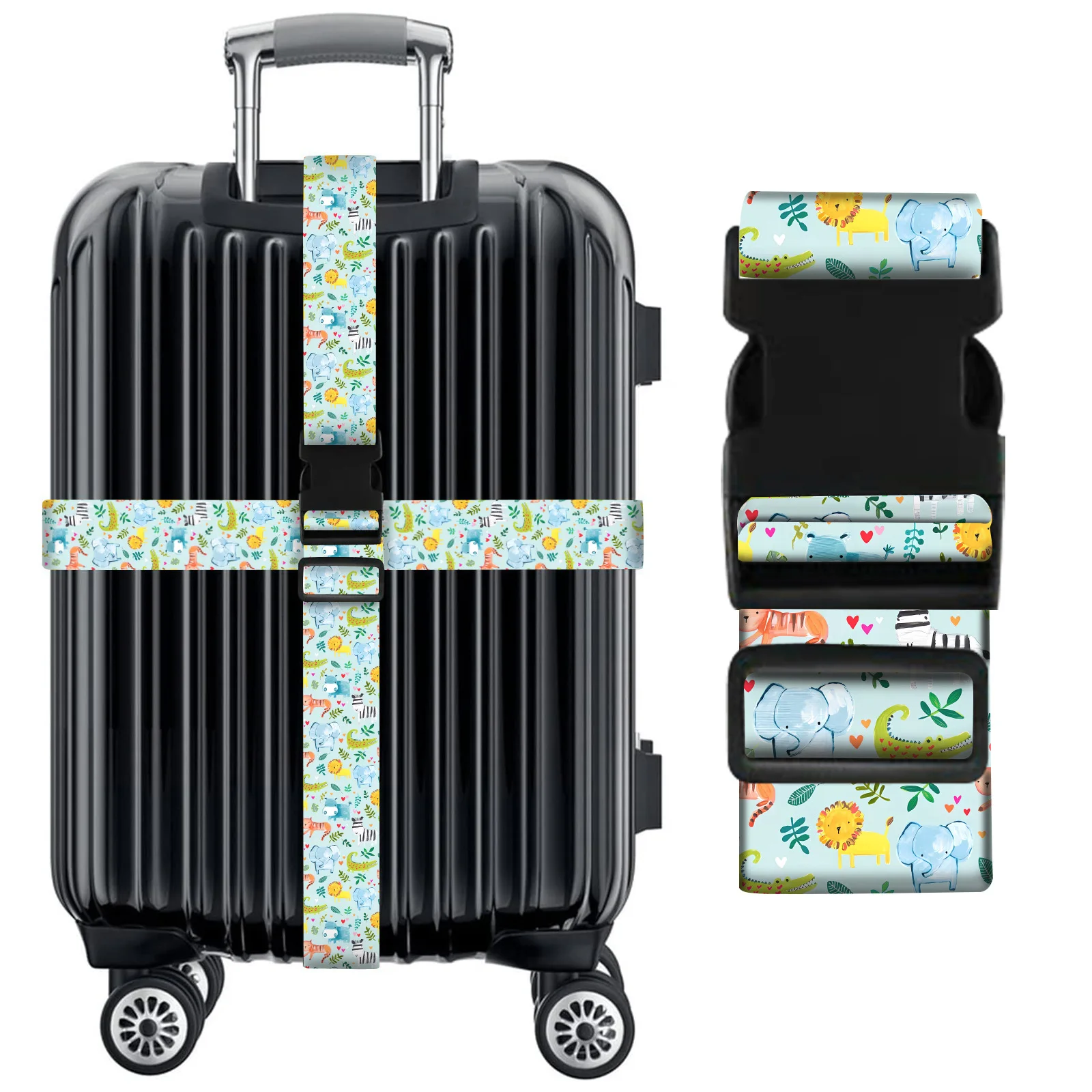 Readily Recognizable Luggage Strap Cartoon Animal Print Adjustable Suitcase Protection Rope For Travel Bag Parts & Accessories