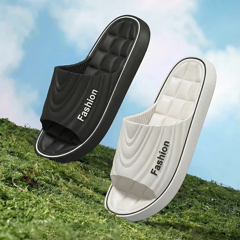 SHAJI Unisex Summer Trendy New Cloud Pillow Slides, Soft EVA Thick Platform Non Slip Casual Home Beach Indoor Outdoor Sandals