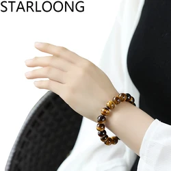 Fashion Natural Yellow Tiger Eye Stone Bracelet 6/8/10/12/14/16/18/20MM Round Beads Jewelry Sweet Color Charm Bracelet Wristband