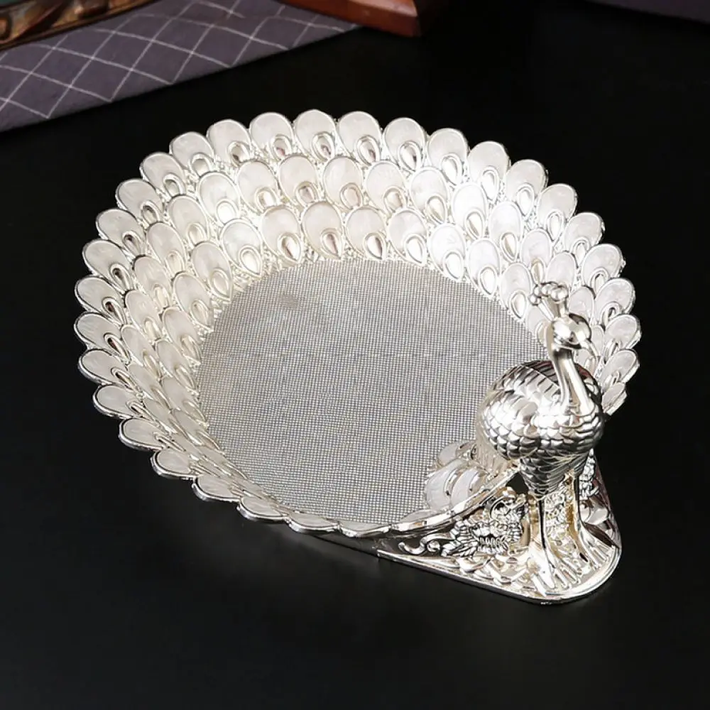 Exquisite Metal Peacock Fruit Plate Creative Serving Dish Candy Snack Tray For Living Room Home Table Decoration