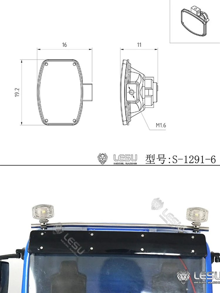 RC 1/14 Baumaschinen Modifizierte Beleuchtung Scheinwerfer für Tamiya Muldenkipper für SCANIA MAN VOLVO Tripper Truck DIY-Teile – Detail 3