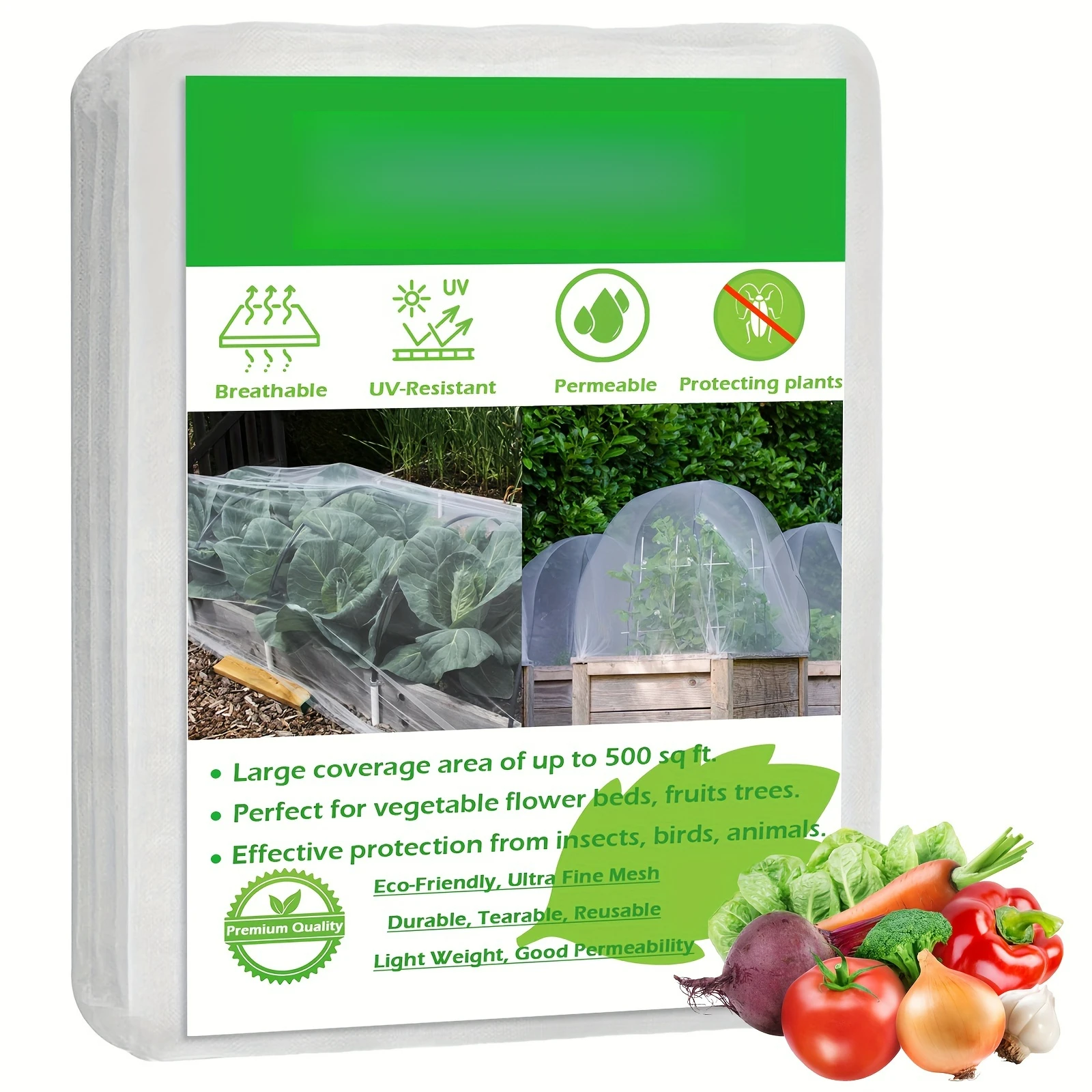 1-teiliges Set 249,93x498,85 cm Netz-Moskitonetz Garten-Schädlingsbarriere Erhöhtes Beetgitter zum Pflanzenschutz – Detail 1