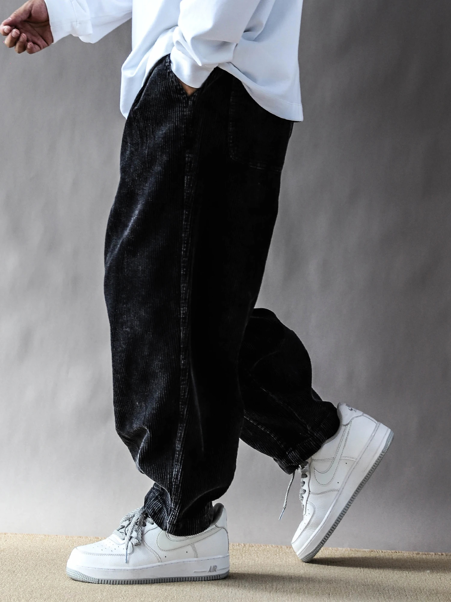 

Вельветовые бегуны, мужские свободные повседневные длинные брюки, весенне-осенние прямые брюки с высокой талией, уличная мода