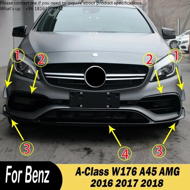 

For Mercedes Benz A-Class W176 A45 AMG 2016 2017 2018 Front Bumper Lip Diffuser Splitter Wind Knife Fog Light Grille Body Kits