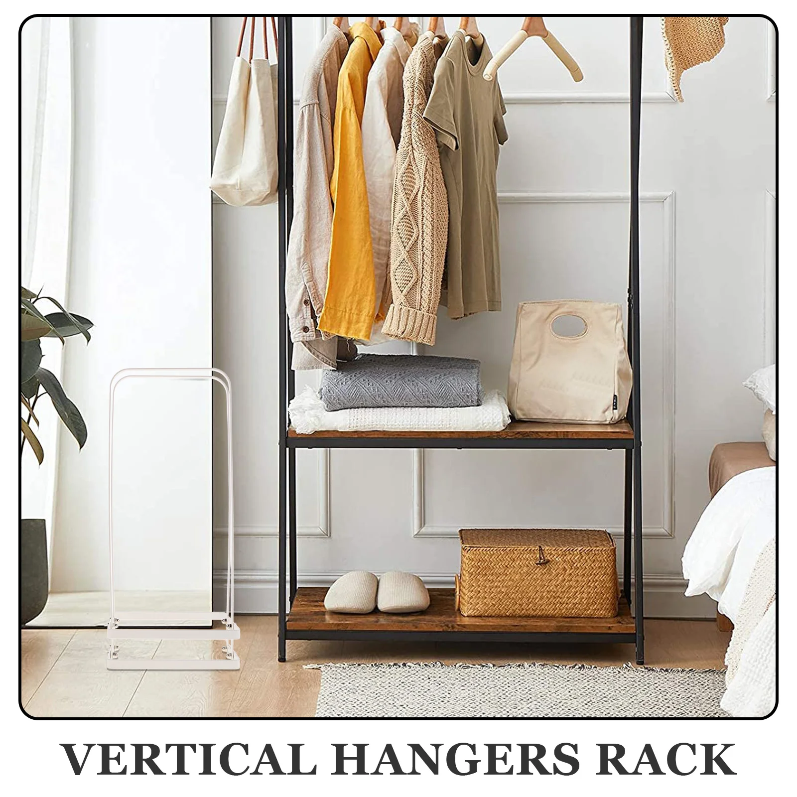 منظم رف الشماعات العمودية، حامل معدني قوي للشرفة، شماعات ملابس، مساحة تخزين، موفرة للمساحة #2