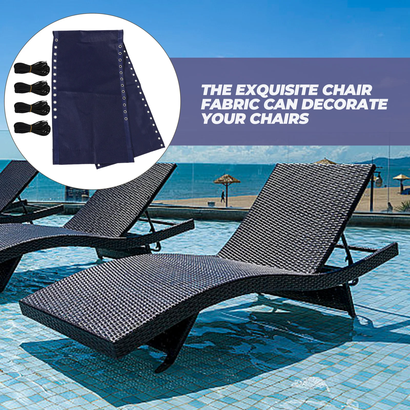 

Folding Recliner Replacement Fabric Durable Outdoor Lounge Chair Cloth Breathable Patio Chaise Cover For Beach Camping Yard Deck